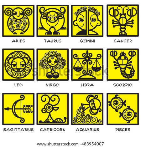 Zodiac Signs - Set of Illustration. Vector Icons of Zodiac Symbols.