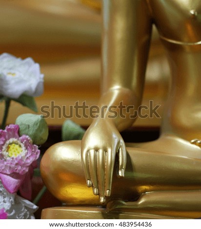 Buddha on blurry background religion concept,