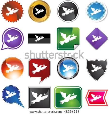 Olive branch dove web button isolated on a background