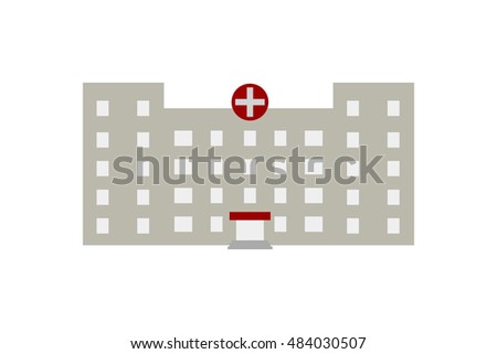 Grey vector icon of hospital building. Isolated illustration