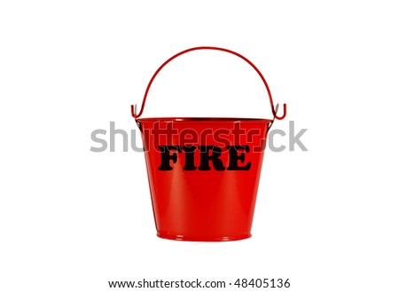 Red fire bucket isolated over white background with clipping path