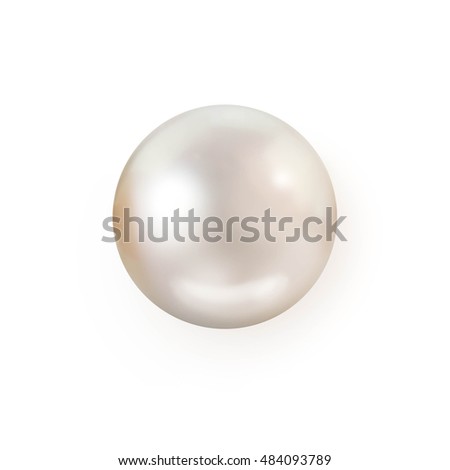 Single white pearl isolated on white background Royalty-Free Stock Photo #484093789