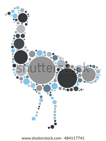 Emu shape vector design by color point