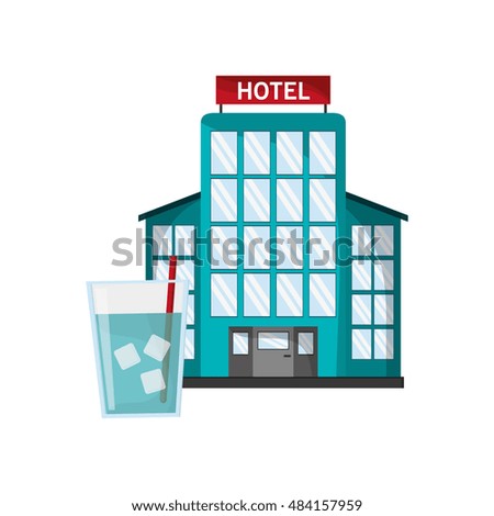 hotel and glass of water icon