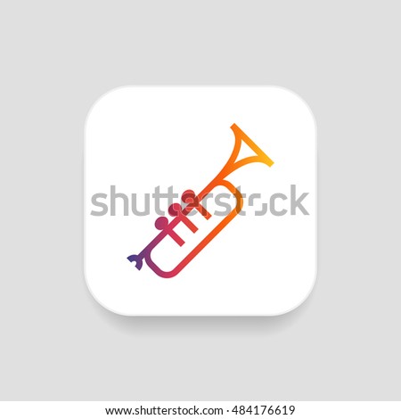 Trumpet icon vector, clip art. Also useful as logo, square app icon, silhouette and illustration.