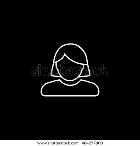 Woman Line Icon On Black Background