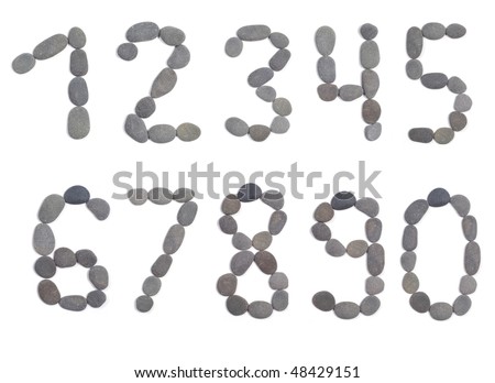 Stone numbers isolated on white