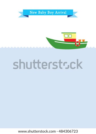 baby boy arrival card with ship graphic