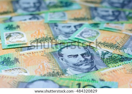 Background and texture of one hundred australia dollars currency ready for exchange,Focus on eye of banknotes