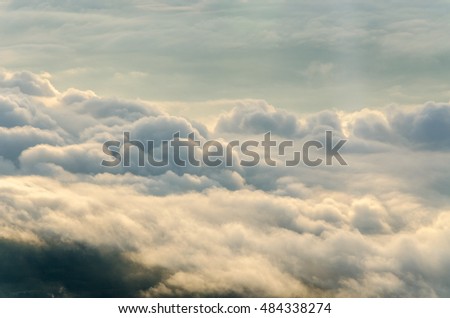 Picture blur of clouds in sunrise time, cinematic tone filter