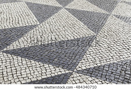 Mosaic floor, detail of a typical floor of the streets of Lisbon