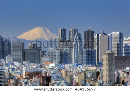 Tokyo, Japan at Shinjuku with Mountain fuji