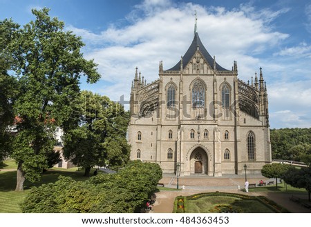 Saint Barbara's Church in the city of Kutna Hora, Czech Republic. Old gothic cathedral landmark.