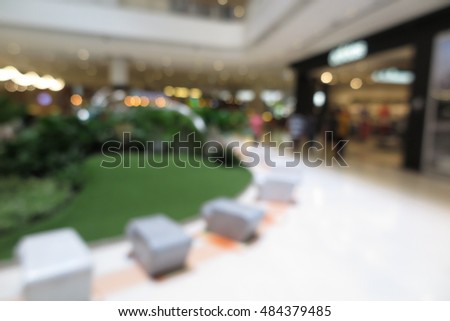 Shopping mall and department store, modern interior, abstract blur background