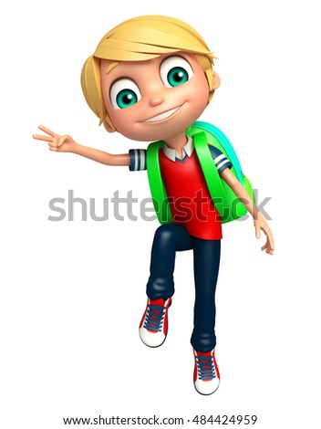 3d rendered illustration of Kid boy with School bag