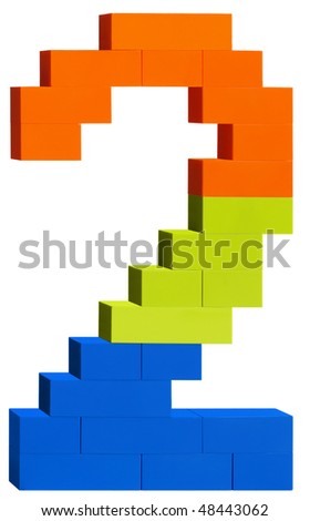 Colorful plastic blocks forming the number two. Clipping path included