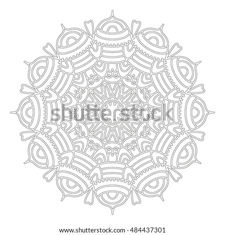 vector black and white round geometric lacy abstract  floral mandala - adult coloring book page