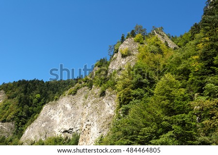 Beautiful rocks in the mountains of the Pieniny National Park. Poland.