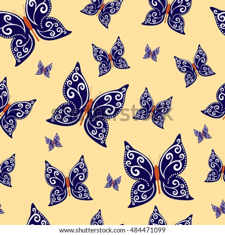 Butterfly seamless background, vector illustration
