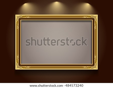 Gold frame,border,Photo,vector illustration,
 pattern gold background,floral style,louis style