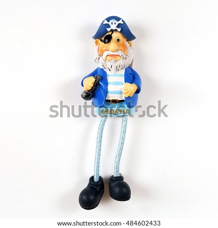 Magnetic Souvenir from Croatia in the form of humorous sea captain isolated on white background