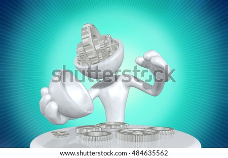 Brain Exposed Character With Half Of His Head Missing 3D Illustration