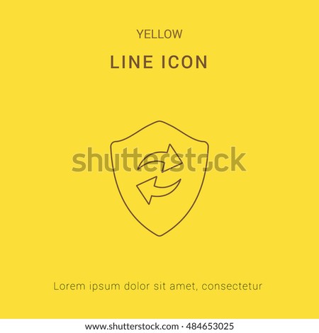 Refresh Shield Cute yellow thin line icon / logo Design