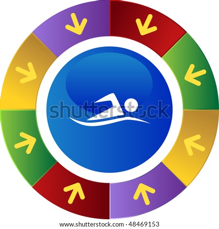 Swimmer web button isolated on a background