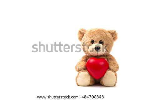 Teddy Bear: Health insurance or love concept on white background Royalty-Free Stock Photo #484706848