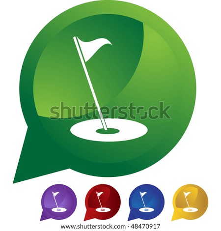 Golf flag web button isolated on a background