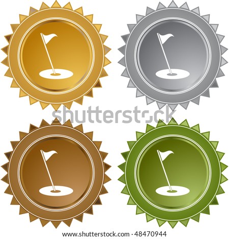 Golf flag web button isolated on a background