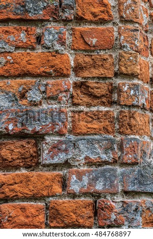 Background of red old brick wall texture