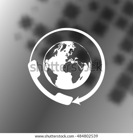 Worldwide customer support call-center. Flat vector stock icon