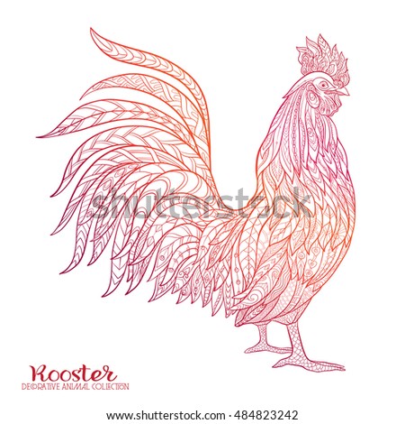  Colored Rooster. Chinese New Year Symbol 2017 New Year.
 Vector illustration. 