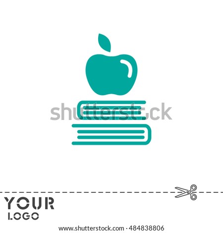 Web icon. Apple on books, knowledge icon