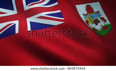 Realistic flag of Bermuda waving with highly detailed fabric texture.