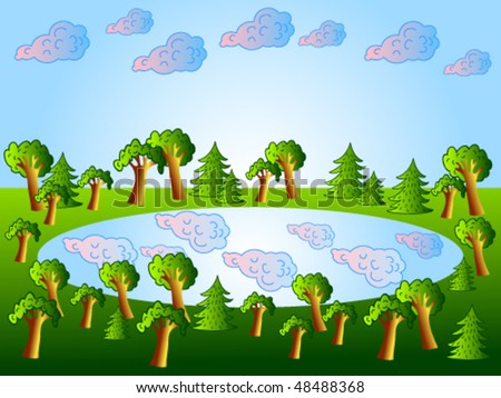 Natural background. Lake of the woods The Sky and clouds.