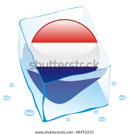 fully editable vector illustration of netherlands button flag frozen in ice cube