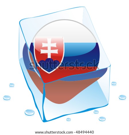 fully editable vector illustration of slovakia button flag frozen in ice cube