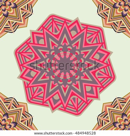 Vector background with round ornament.  Seamless Pattern. Endless geometric texture.