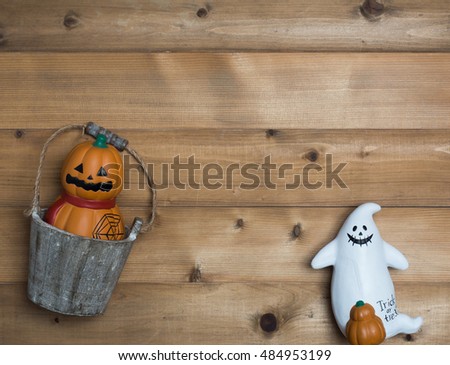 halloween object concept wooden background