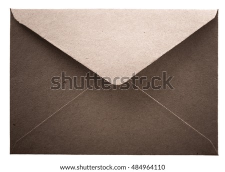 envelope of brown rough paper isolated on white background