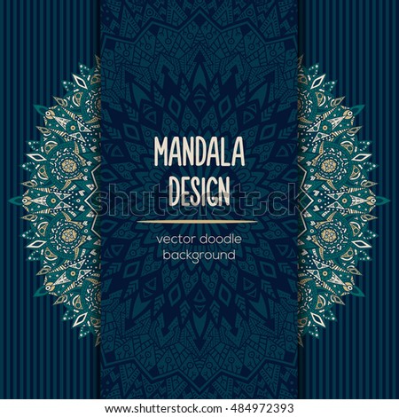 Vector mandala decor for your design with abstract ornament. Vector trinal business card. Oriental design Layout. Islam, Arabic, Indian, ottoman motifs. Ornamental doodle background.