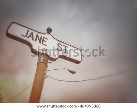 Jane Street sign. A sign for Jane Street, a major road in Toronto, Canada.