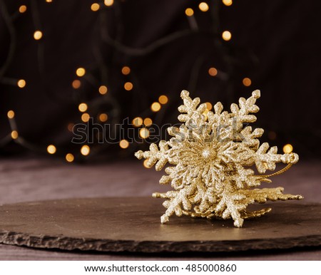 Christmas decoration with fir branches, tangerines, pine cones, and decoration elements , selective focus