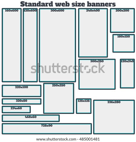 Empty Box Standard size web banners set. Vector Web Banners