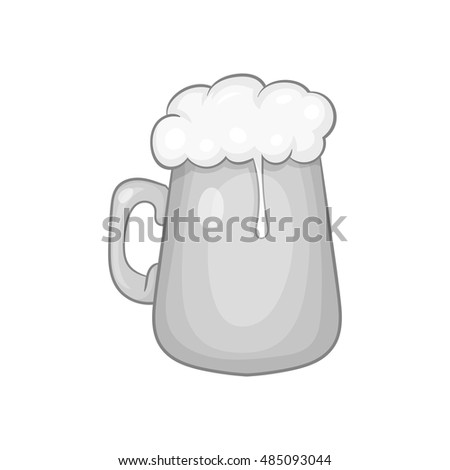 Mug with beer icon in black monochrome style isolated on white background. Dishes and drink symbol vector illustration