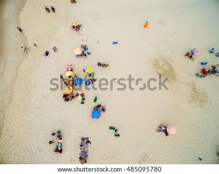 Top View of Umbrellas in a Copacabana Beach, Rio de Janeiro, Brazil