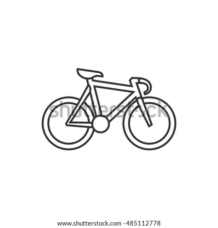 Track bike icon in thin outline style. Bicycle racing road velodrome sport competition 
