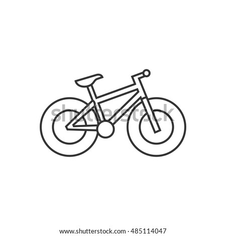 Fat tire bicycle icon in thin outline style. Sport transportation explore distance endurance extreme terrain
